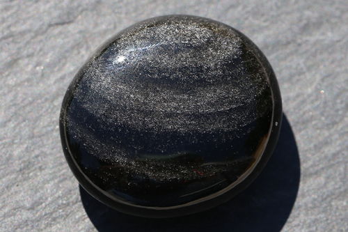 Silber - Obsidian Trommelstein 05